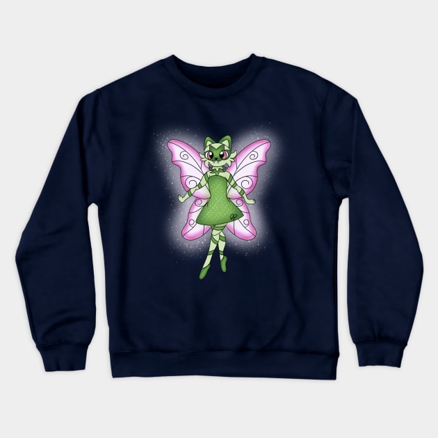 Cute Green Fairy Cat Crewneck Sweatshirt by JennaBunnies